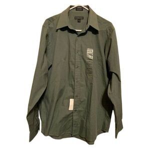 MODERN ELEMENTS SIZE LARGE 16 34/35 LONG SLEEVED GREEN BUTTON SHIRT NWT